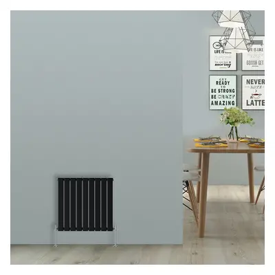 (Horizontal 600x612mm - Single) NRG Black Flat Panel Designer Radiator Single Double Column Bath