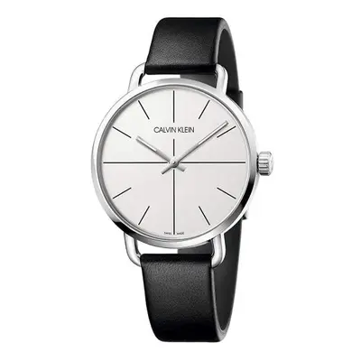 Calvin Klein Even Men's White Dial Black Leather 42mm Watch K7B211CY