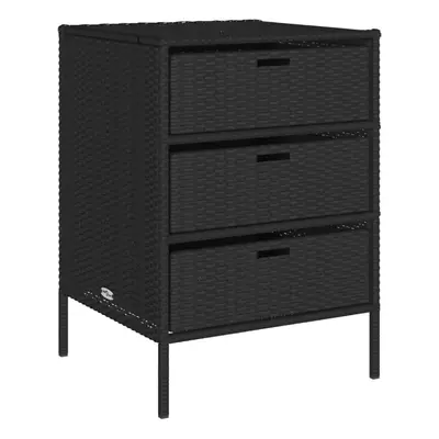 vidaXL Garden Storage Cabinet Outdoor Storage Box Cupboard Black Poly Rattan