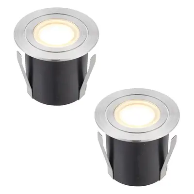 2 PACK Recessed IP67 Guide Light - 1.2W Warm White LED - Stainless Steel