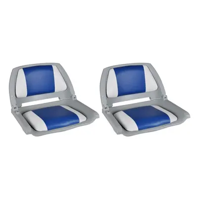 vidaXL 2x Boat Seats Foldable Backrest with Blue-White Pillow Boats Parts