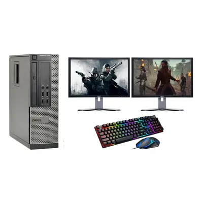 Fcs Fast Gaming Dell Bundle Pc Computer Full Set Dual Monitor Intel I3 8Gb Ram Gt730