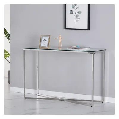 (Console Table) Charles Jacobs Console | Coffee | End Table Clear Glass Furniture With Stainless