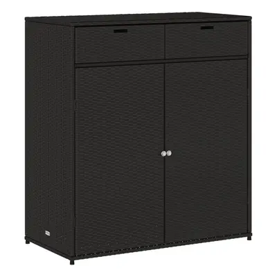 vidaXL Garden Storage Cabinet Outdoor Storage Box Cupboard Black Poly Rattan