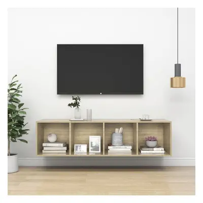 vidaXL Wall-mounted TV Cabinet Sonoma Oak 37x37x142.5 cm Chipboard Hifi Unit