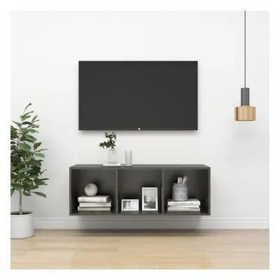 vidaXL Wall-mounted TV Cabinet Grey Engineered Wood Hifi Unit Plasma Cabinet