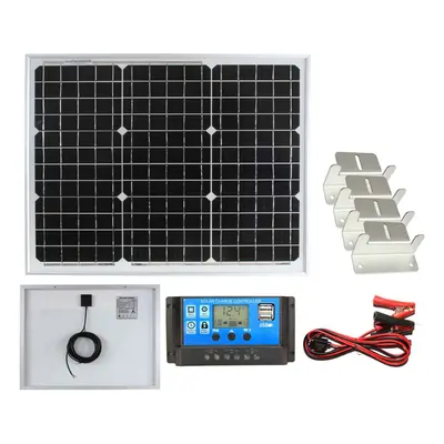 (30w Mono PWM Kit 12v) Lowenergie Mono Solar Panel Battery Charging Kit with Charger Controller 