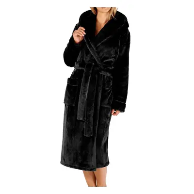 (Black, Large) Slenderella HC4341 Women's Hooded Dressing Gown