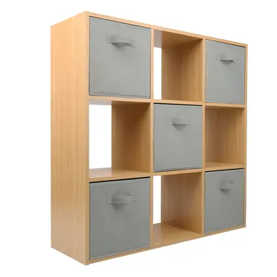 (5 Grey Drawers) Charles Jacobs Oak Cube Open Book Shelf Storage