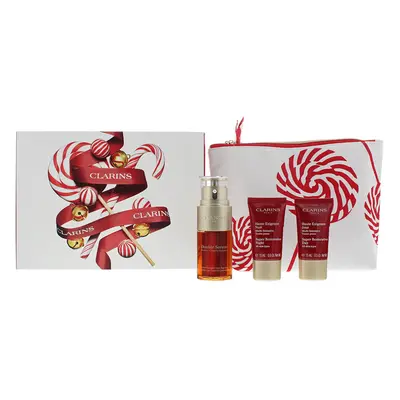 Clarins Double Serum Piece Gift Set: Double Serum 30ml - Super Restorative Day Cream 15ml - Supe