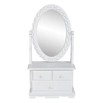 vidaXL Vanity Makeup Table with Oval Swing Mirror MDF Home Dressing Furniture