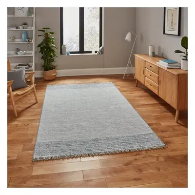 (120x170cm) Tweed Indoor Outdoor Rug in Beige Blue Durable Stain Resistant Mats