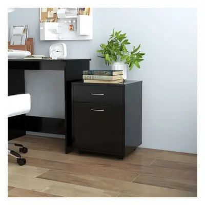 vidaXL Rolling Cabinet Black Engineered Wood Office Drawer Rolling Cabinet