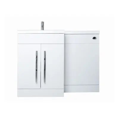 NRG White Left Hand Combination Bathroom Storage Cabinet Vanity Unit Set Flat Pack(No Toilet and