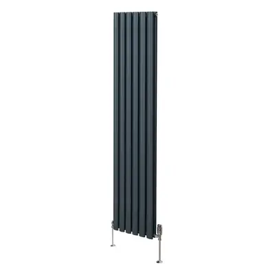 (1800mm x 360mm, Anthracite Grey) Oval Column Designer Radiator & TRV Valves