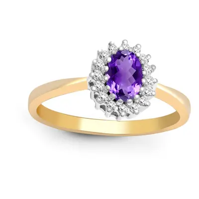 (L) Jewelco London 9ct Yellow Gold H I2 0.12ct Diamond and Oval Purple 0.44ct Amethyst Classic R