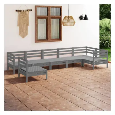 vidaXL Garden Lounge Set Wooden Outdoor Lounge Set Piece Solid Pinewood Grey