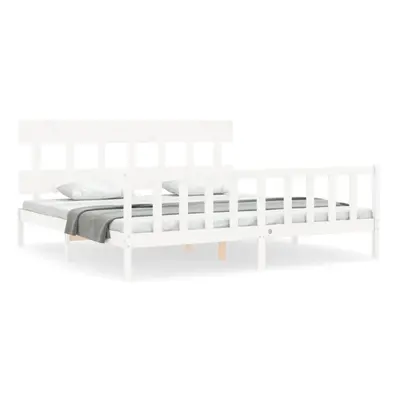 (white, x cm/with headboard & footboard) vidaXL Bed Frame Bedroom Platform Bed Wooden Bedstead B