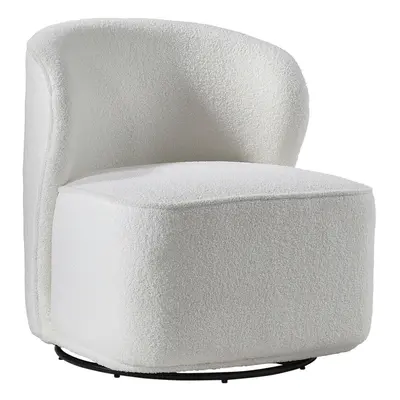 White Sherpa Upholstered Swivel Chair Accent Tub Chair