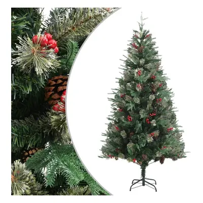 vidaXL Christmas Tree with Pine Cones Green cm PVC&PE Holiday Decoration