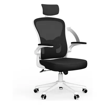 (White, With headrest) Ergonomic Office Chair With Adjustable Headrest