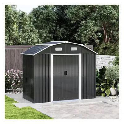 Large Charcoal Black Galvanized Steel Acrylic Storage Shed Slope Roof Double Door