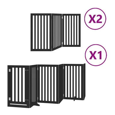 (black, x x cm/ pcs) vidaXL Dog Gate with Door Foldable Panels Dog Fence Pet Gate Poplar Wood