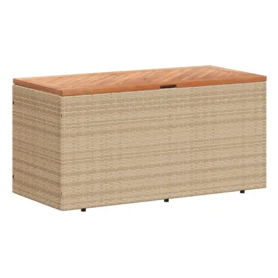 vidaXL Garden Storage Box Outdoor Storage Box Beige Poly Rattan Acacia Wood