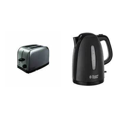 Russell Hobbs Futura 2-Slice Toaster - Stainless Steel Silver & Textures Plastic Kettle 21271, 1