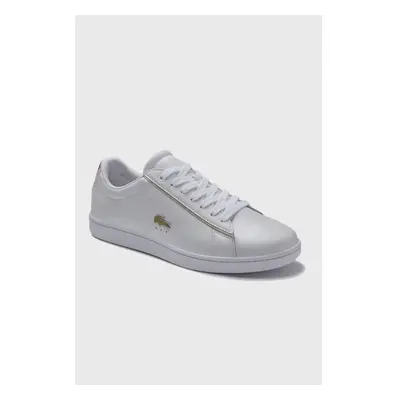 (UK 3) Lacoste satin leather lace up White/Gold trainers