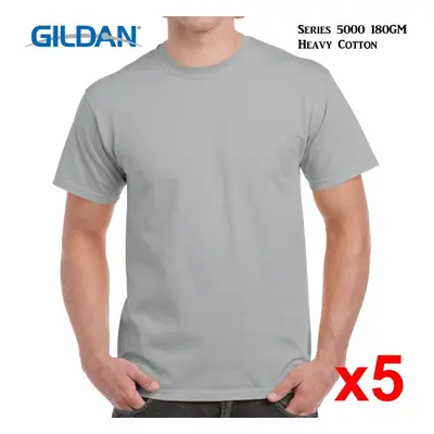 (L) Packs Gildan T-SHIRT Blank Plain Basic Tee Men Heavy Cotton (Ice Grey)