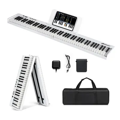 88-Key Folding Electric Piano Keyboard w/ Full-Size Lighted Key Teaching Modes