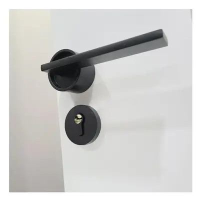 (Black, L) Zinc Alloy Door Locks Bedroom Nordic Style Interior Magnetic Door Handle Lock Cylinde