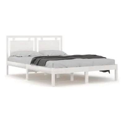 vidaXL Solid Wood Bed Frame White 200x200 cm Bedroom Wooden Bedstead Bed Base