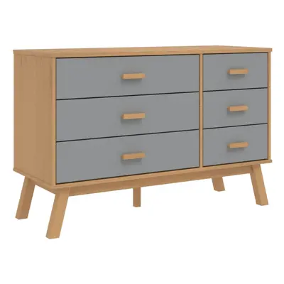 vidaXL Drawer Cabinet Drawer Chest File Cabinet Grey and Brown Solid Wood Pine