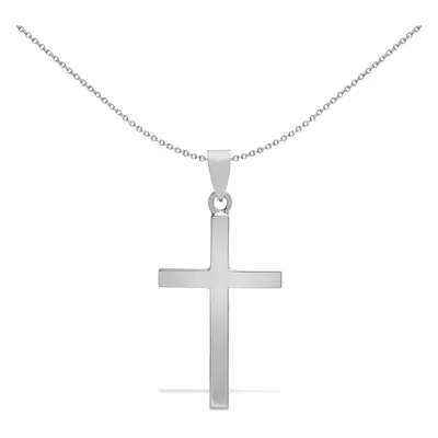 Jewelco London Solid 9ct White Gold Plain Cross Pendant - JPX112