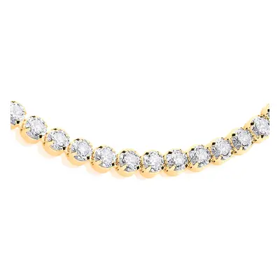 Jewelco London Ladies Yellow Gold-Plated Sterling Silver Cubic Zirconia Claw Classic Line Tennis