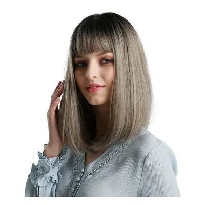 Synthetic Wigs for Woman Black Ombre Grey Blonde Silver Brown African American