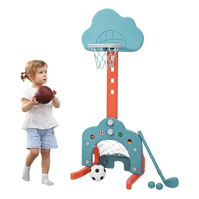 Kids Basketball Hoop Set Sports Activity Center w/ Basketball Soccer Ball