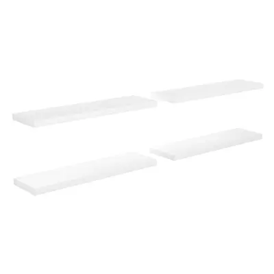 vidaXL 4x Floating Wall Shelves High Gloss White 90x23.5x3.8 cm MDF Display