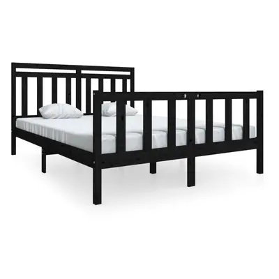 (black, x cm) vidaXL Bed Frame Bed Base Bedstead Bedroom Mattress Foundation Solid Wood