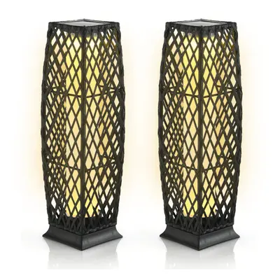 2-Piece Outdoor Solar-Powered Floor Lamps Outdoor Decorative Lanterns