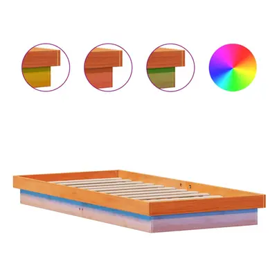 vidaXL LED Bed Frame Bed Base Wax Brown 75x190 cm Small Single Solid Wood Pine