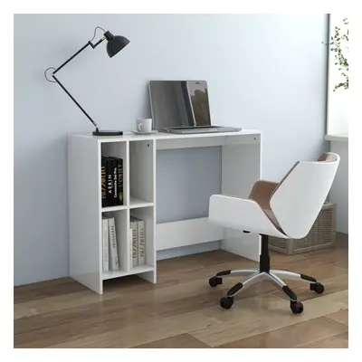 vidaXL Notebook Desk High Gloss White Engineered Wood Laptop Workstation Desk