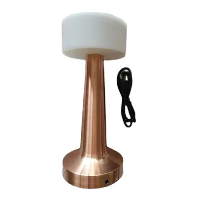 (Rose Gold, Three-color dimming) LED Touch Sensor Lamp Rechargeable Portable Night Light for Res