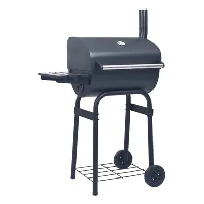 vidaXL Charcoal BBQ Grill Smoker with Bottom Shelf Black Backyard Cookers