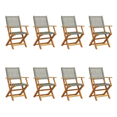 (grey, pcs) vidaXL Garden Chairs Outdoor Dining Chair Solid Wood Acacia and Poly Rattan