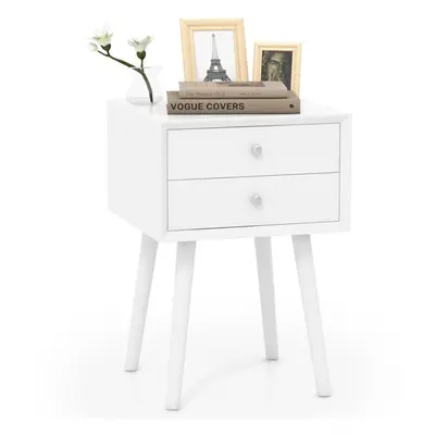 Bedside Table w/ Storage Drawers Legs Solid Wood Night Stand Cabinet