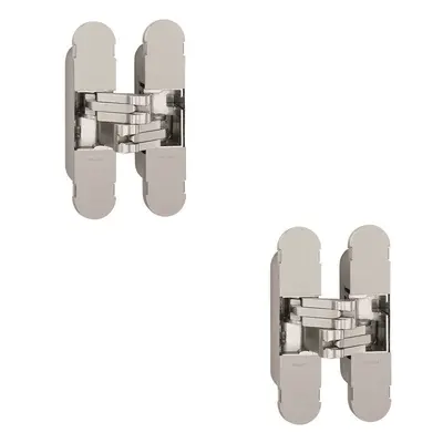 2x x 22mm Adjustable Medium Duty Concealed Hinge Bright Nickel Internal Door