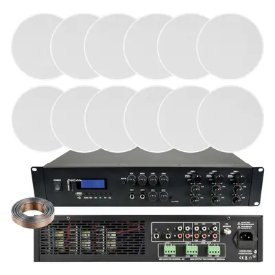 1200W Loud Bluetooth Sound System 12x 120W Slim Ceiling Speaker Zone Amplifier